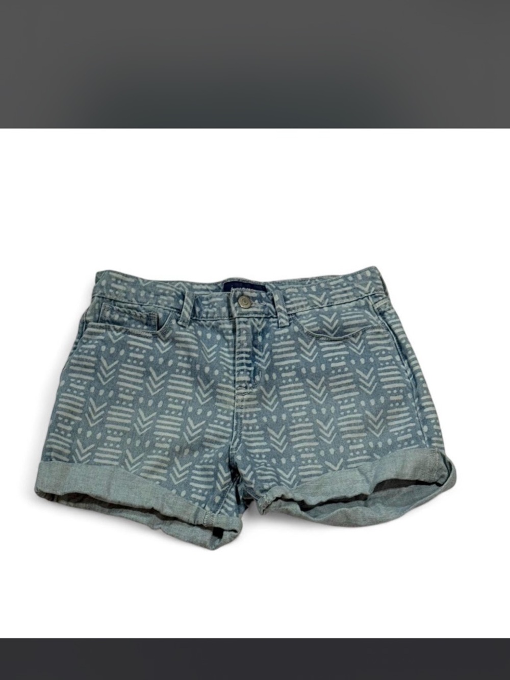 Old navy size 14 Light Blue Patterned Denim Roll-Cuff Women's Shorts